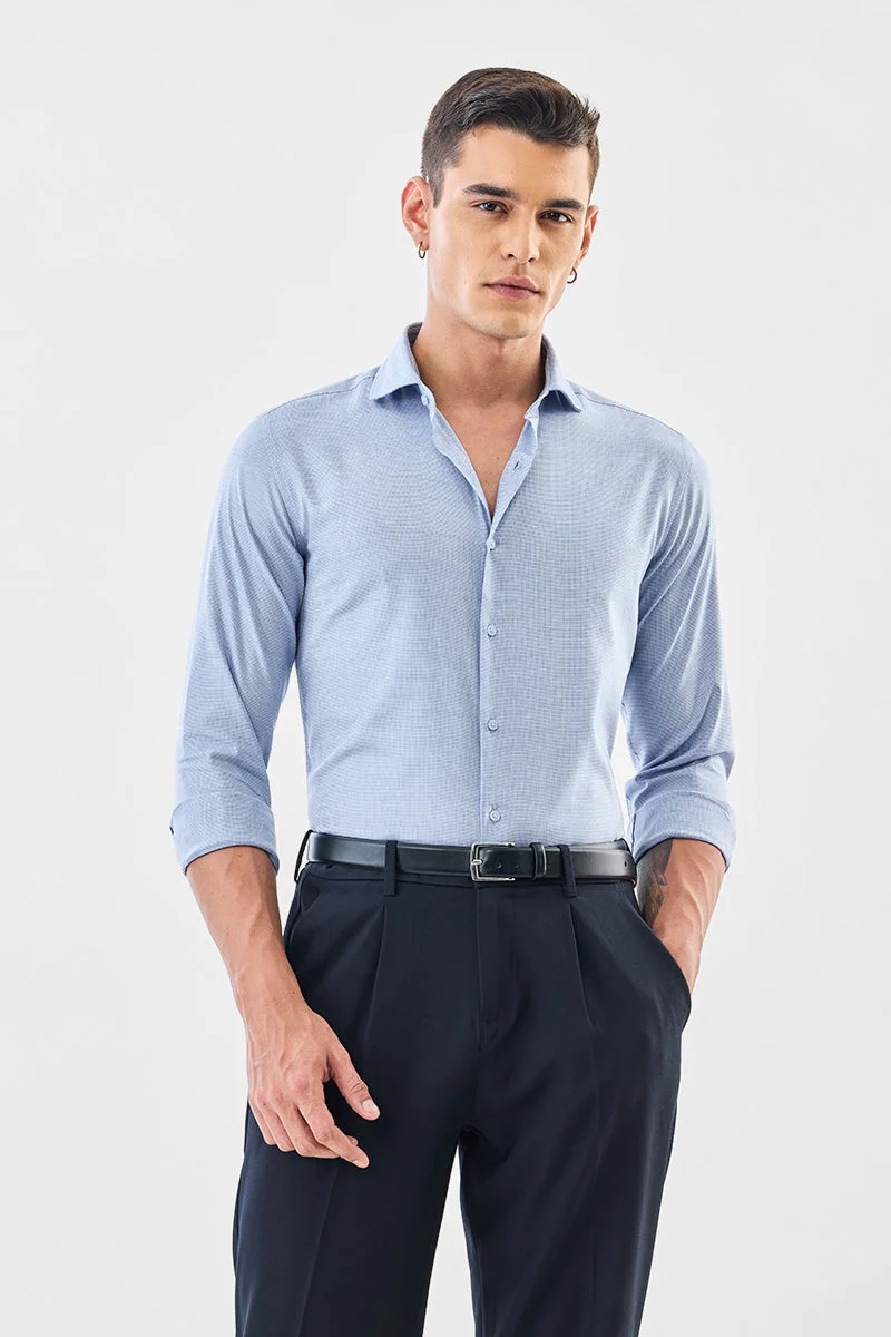 SNITCH Micro Checks Slim Fit Stretch Luxe Shirt
